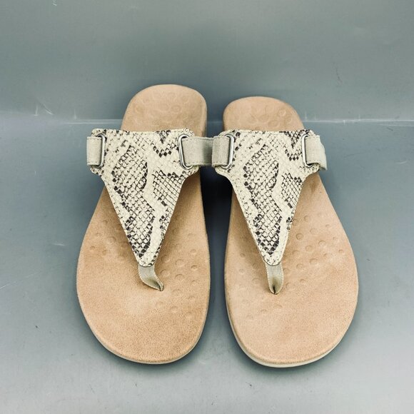 Vionic Wanda Flip Flop Womens Size 10 Beige T Strap Snake Embossed Thong Sandal - Picture 3 of 10